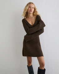 Meghan Mini Dress in Dark Chocolate