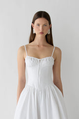 COTTON POPLIN CORSET MIDI DRESS