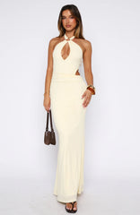 Beautiful Inside Out Halter Maxi Dress Lemon