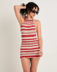 Cata Halter Ruffle Knit Mini Dress