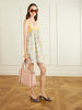 Pleated lace-trimmed floral-print cotton-terry mini dress