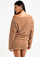 Dara Stripe Off Shoulder Mini Dress