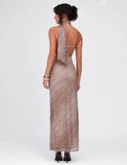 ALLIRA MAXI DRESS - NEUTRAL : LEOPARD