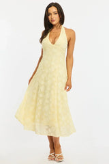 Yellow Halter Neck Midi Dress