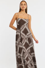 Brown Boho Maxi Dress Strappy