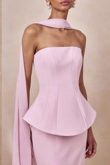 Farron | Light Pink Bandeau Corset Maxi Dress