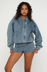 Cooler Than You Denim Shorts Brown Blue Acid