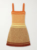 Plumar striped crocheted cotton mini dress