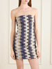 Striped metallic crochet-knit mini dress