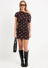 Mila Spot Mesh Mini Dress