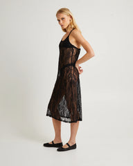 Sacred Lace Midi Dress Black