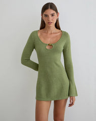 Kodia Mini Dress with Shell in Knit Olive