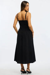 Black Midi Dress Sleeveless Poplin