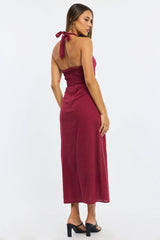 Red Halter Maxi Dress