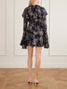 Floral-print ruffled crepe mini dress