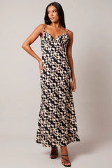 Black Abstract Maxi Dress Strappy
