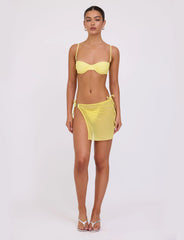 CYNTHIA MINI MESH SKIRT - YELLOW : PALE YELLOW