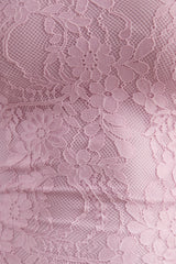 Enestra | Pink High-Neck Lace Maxi-Dress With Draped-Skirt