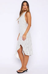 Blushing Nights Midi Dress Cream/Black Polka Dot