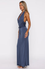 Too Hot For You Halter Maxi Dress Steel