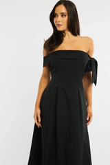 Black Off Shoulder Midi Dress