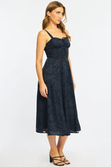 Blue Midi Dress Burn Out