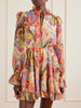 Ruffled paisley-print chiffon mini dress