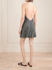 Striped metallic crochet-knit mini dress