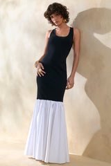 Lexi | Black And White Square-Neck Mermaid Maxi Dress