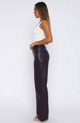 Life Affair PU Pants Deep Mauve