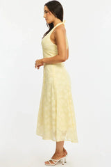 Yellow Halter Neck Midi Dress