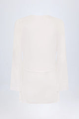 Cowl-Neck Mini Dress in White