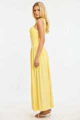 Yellow Maxi Dress Square Neck