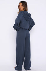 Leave Me Out Of It Waffle Wide Leg Sweatpants Navy
