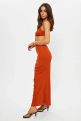 Brown Cut-Out Bodycon Maxi Dress