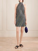 Striped metallic crochet-knit mini dress