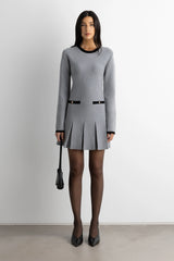 CONTRAST TRIM PLEATED MINI DRESS