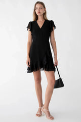 WRAP MINI DRESS WITH RUFFLED HEM