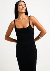 Straight Neck Midi Dress
