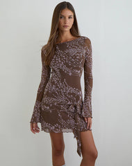 Salira Mini Dress in Moonlit Blossom Brown