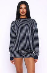 Touchdown Relaxed Shorts Navy Stripe