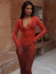 DIXIE MAXI DRESS KNIT ORANGE OMBRE