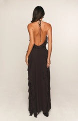 Control The Vibe Halter Maxi Dress Chocolate