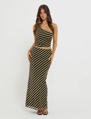 DEANNA MAXI SKIRT - MULTI : STRIPE : BROWN STRIPE