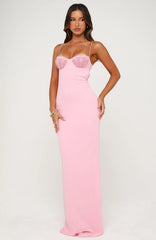 Motel Mermaid Beaded Maxi Dress Candy Pink