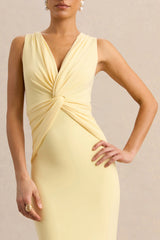 Holly | Lemon Plunge-Neck Maxi Dress With Twist-Detail