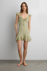RUFFLED TRIM CHIFFON MINI DRESS
