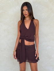 INDIGO MINI SKIRT - BROWN : CHOCOLATE