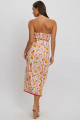 Multi Abstract Maxi Dress Strapless
