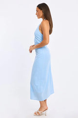 Blue Halter Maxi Dress